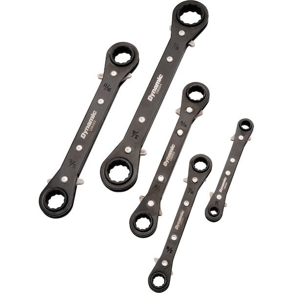 Tools 5Pcs SAE Dbl Box End, Reversible Ratcheting Wrench Set, Straight